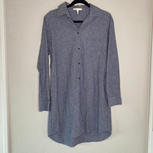 Maje Blue Degriffe Cotton Linen Blend Shirt Dress 1 Small - Picture 11 of 11